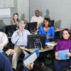 adult students listening to instructor in classroom