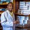 Ethiopian health officer with medications