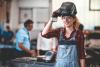 woman in welding mask